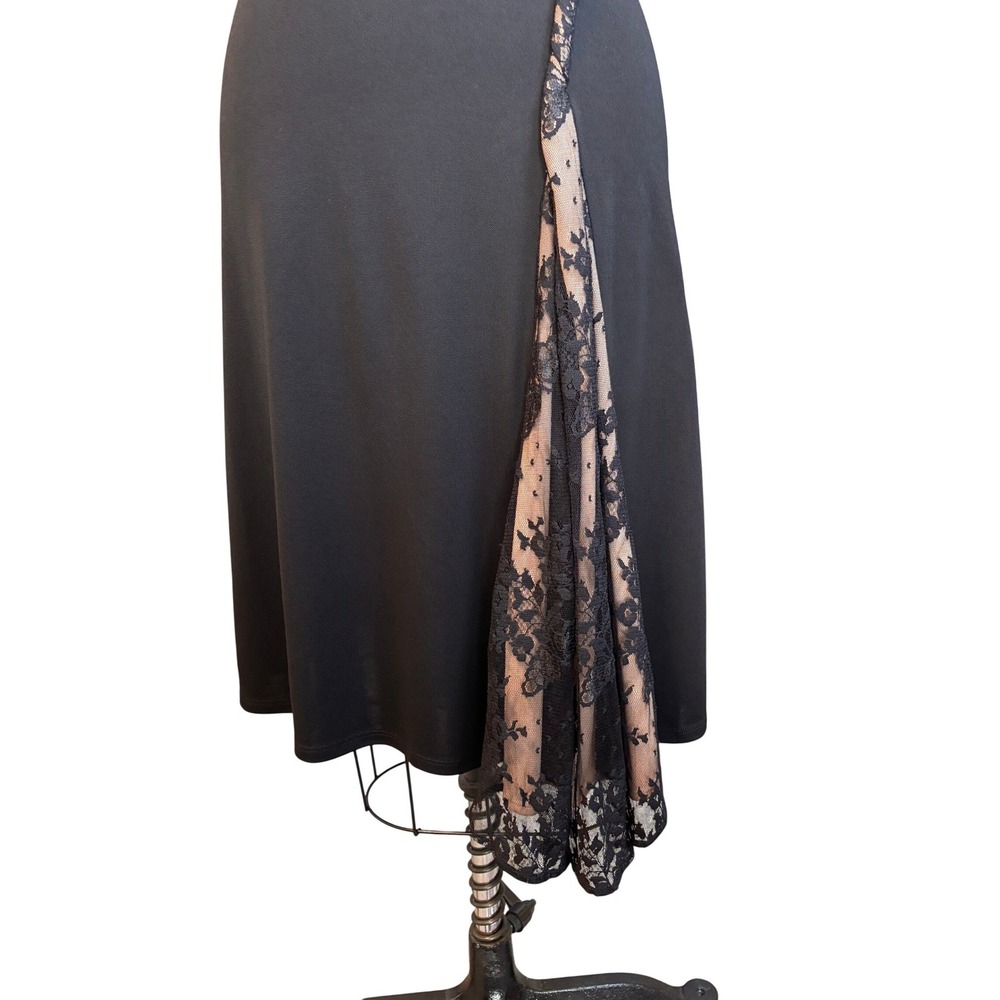 Lace Trim Asymmetrical BCBGMAXAZRIA Midi Dress XS Black - Picture 5 of 7